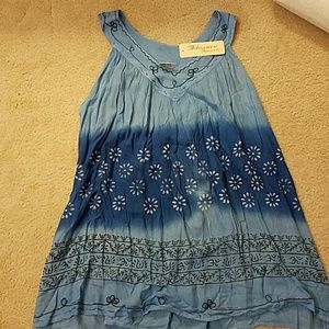 Blue embroidered tank