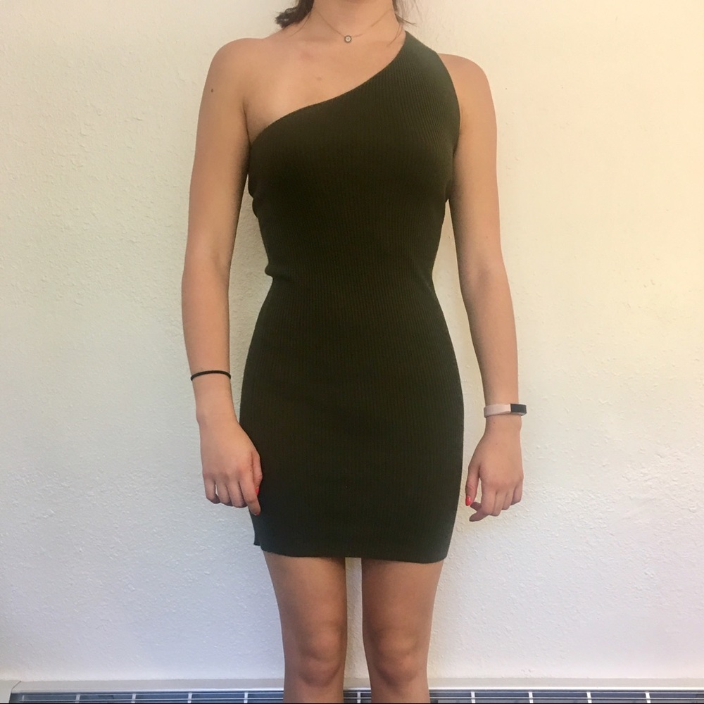 Zara one shoulder ribbed bodycon dress