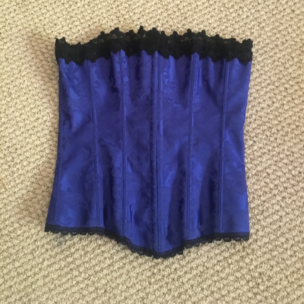 Blue floral print corset