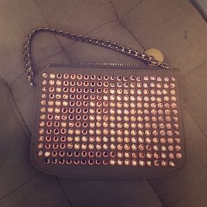 Suede studded wristlet/clutch