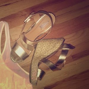 Charlotte Russe gold espadrille wedge sandal