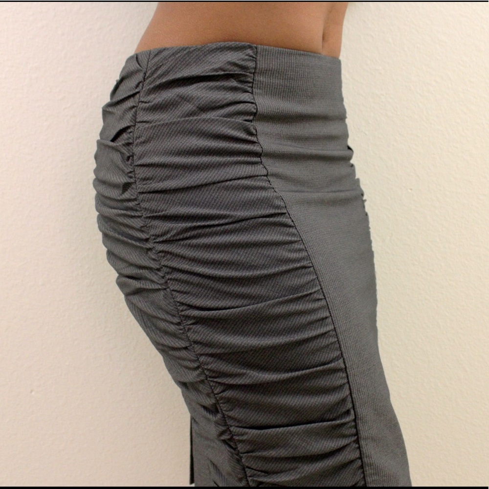 Anthropologie Cartonnier Gray Ruched Pencil Skirt