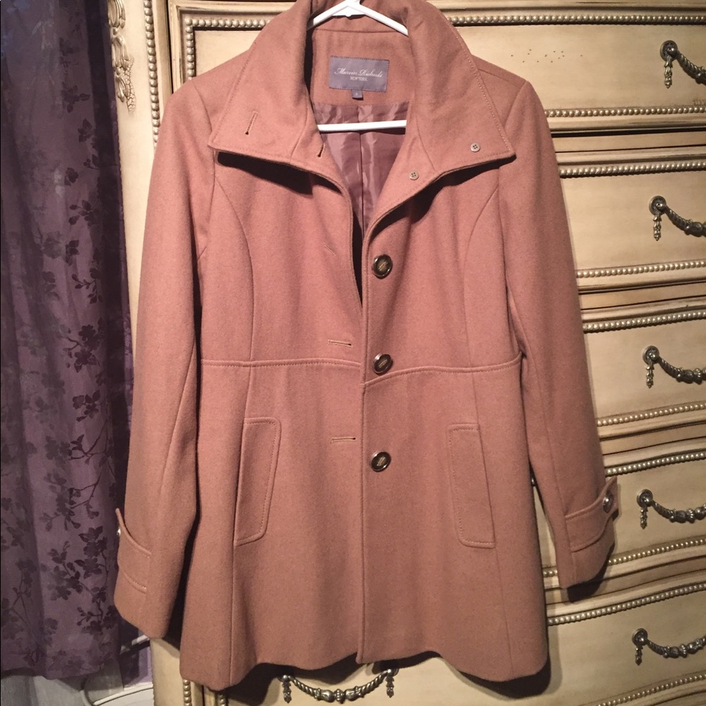 Marvin Richards Size S mid-length tan peacoat