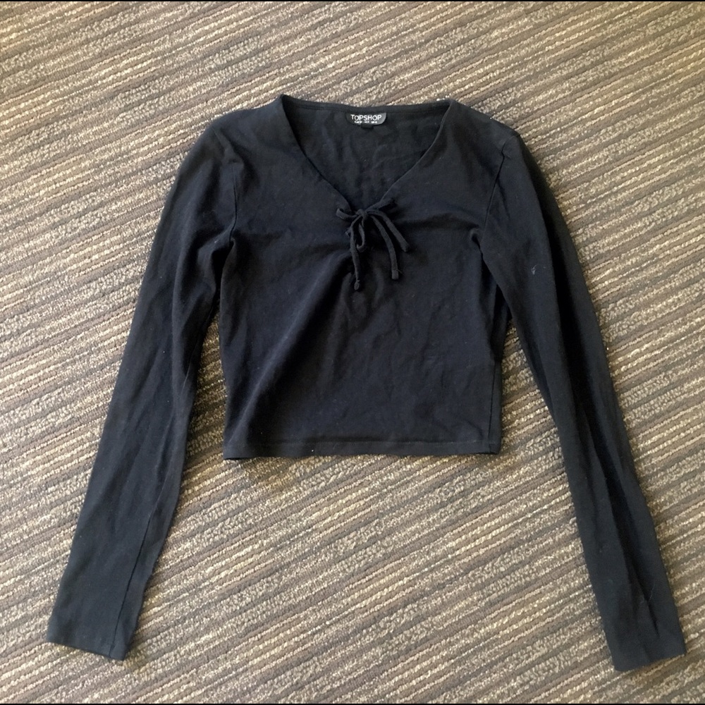 Black lace up crop top