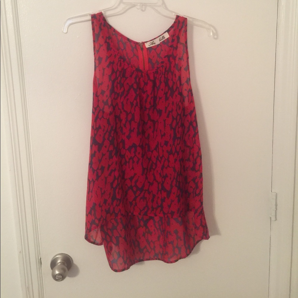 blue and red patterned tank