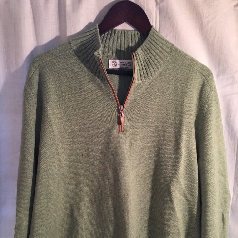 Brunello Cucinelli 100% cashmere half zip sweater