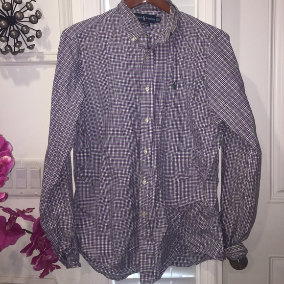 Ralph Lauren: Purple Plaid Custom Fit Button-Down - Picture 1 of 4