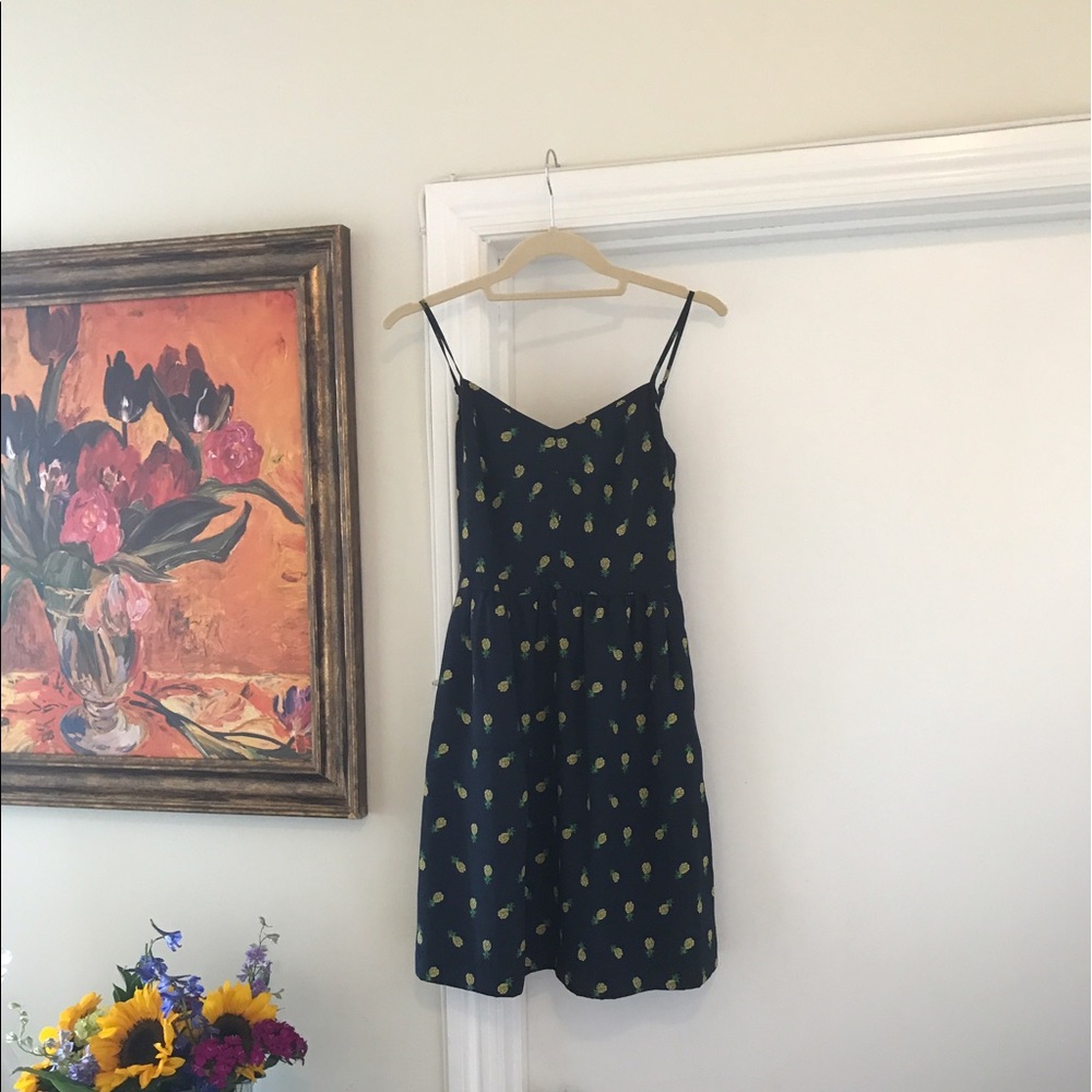 J.Crew navy blue pineapple print sundress//sz 0 🍍
