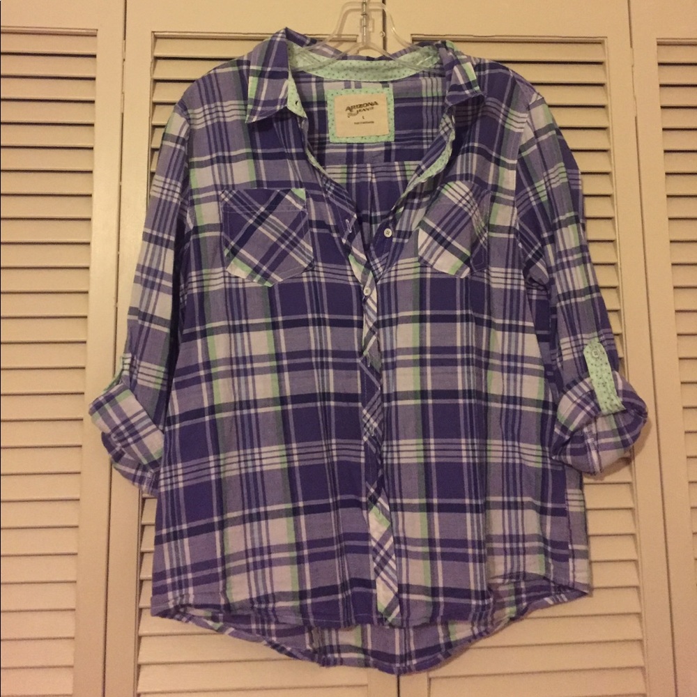 Purple and green button down shirt