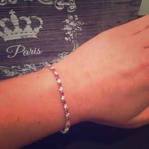 Pink and cubic zirconium bracelet