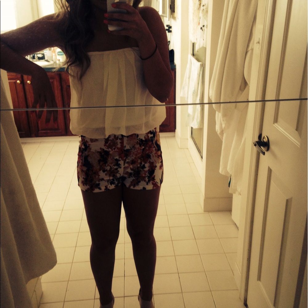 Floral & White Romper