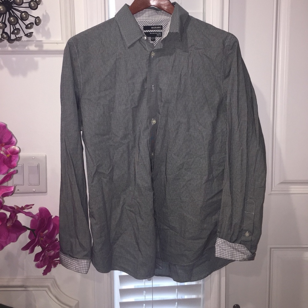 Murano: Black/White Plaid Button-Down Shirt, Large