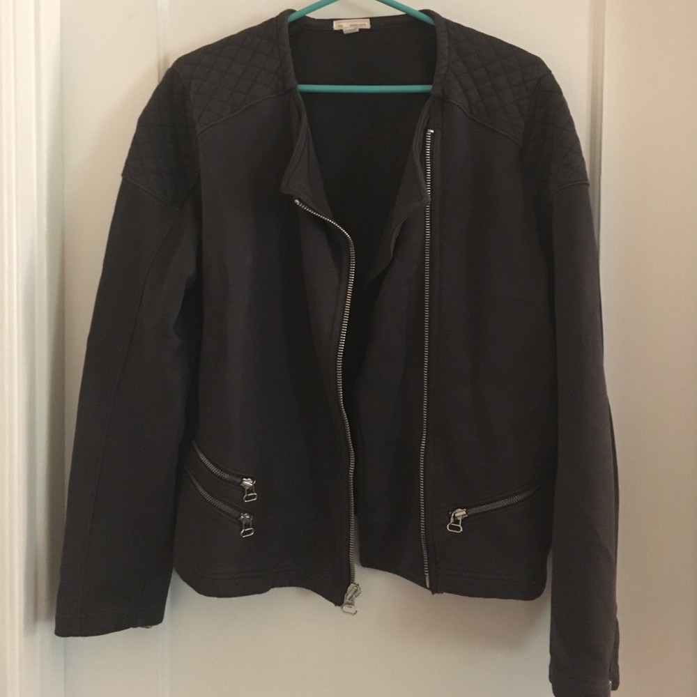 GAP quilted moto knit jacket in soft black