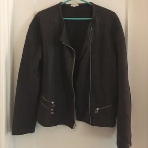 GAP quilted moto knit jacket in soft black