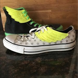 Converse Neon Yellow Schwings, one pair