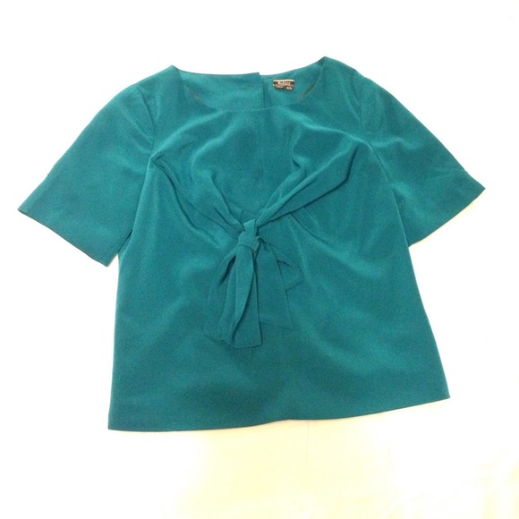 Nadinoo Dark Green Bow Tie Blouse - Picture 2 of 3