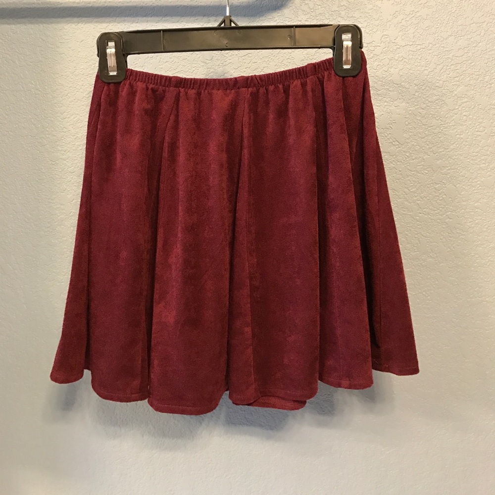 Brandy Melville maroon velvet skirt