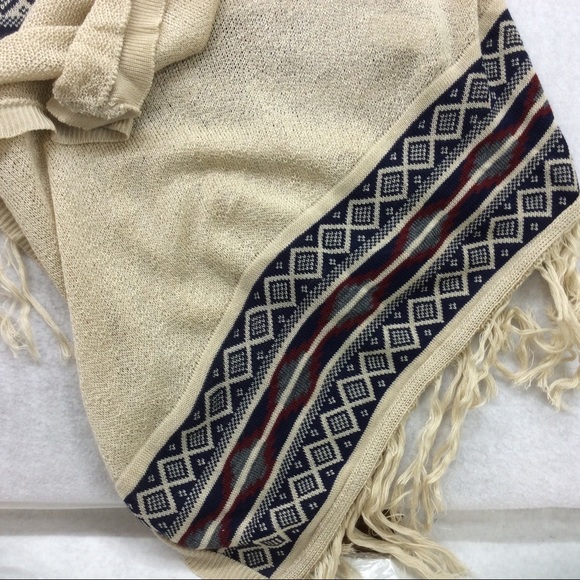 L.A Hearts Cream Native Print Fringed Cardigan New - Picture 3 of 4