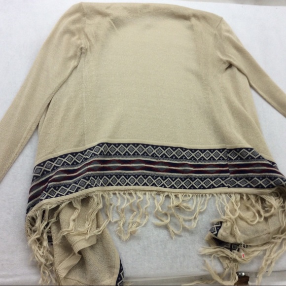 L.A Hearts Cream Native Print Fringed Cardigan New - Picture 4 of 4