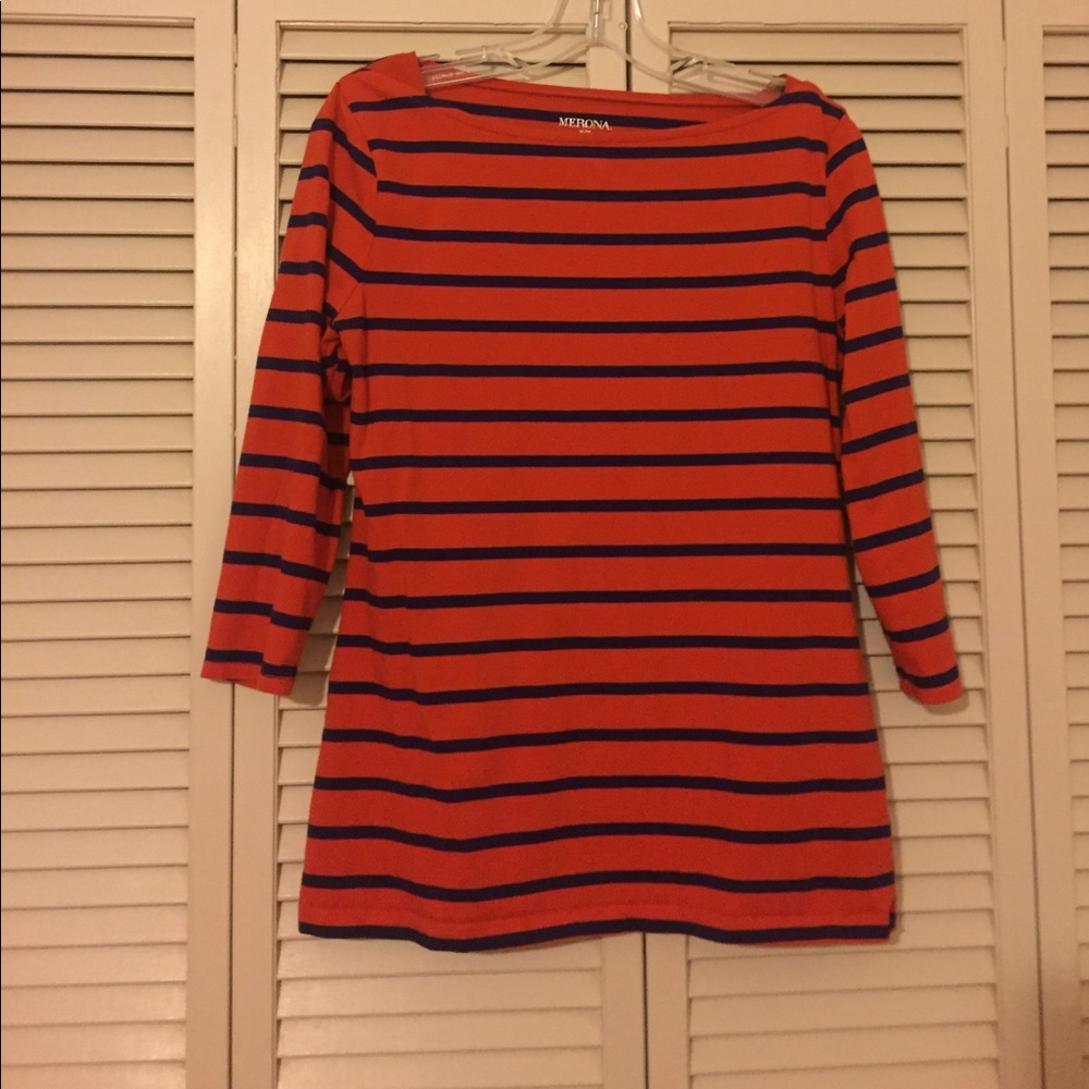 Orange and Navy striped shirt
