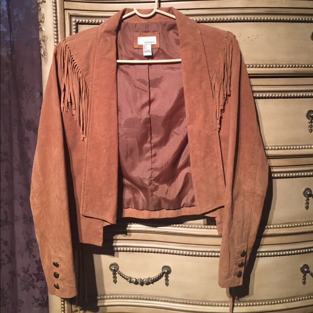 Forever21 Size S 100% suede fringe jacket