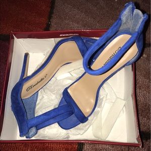 Blue suede heels