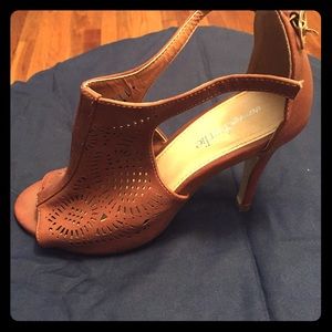 Brown heeled sandals