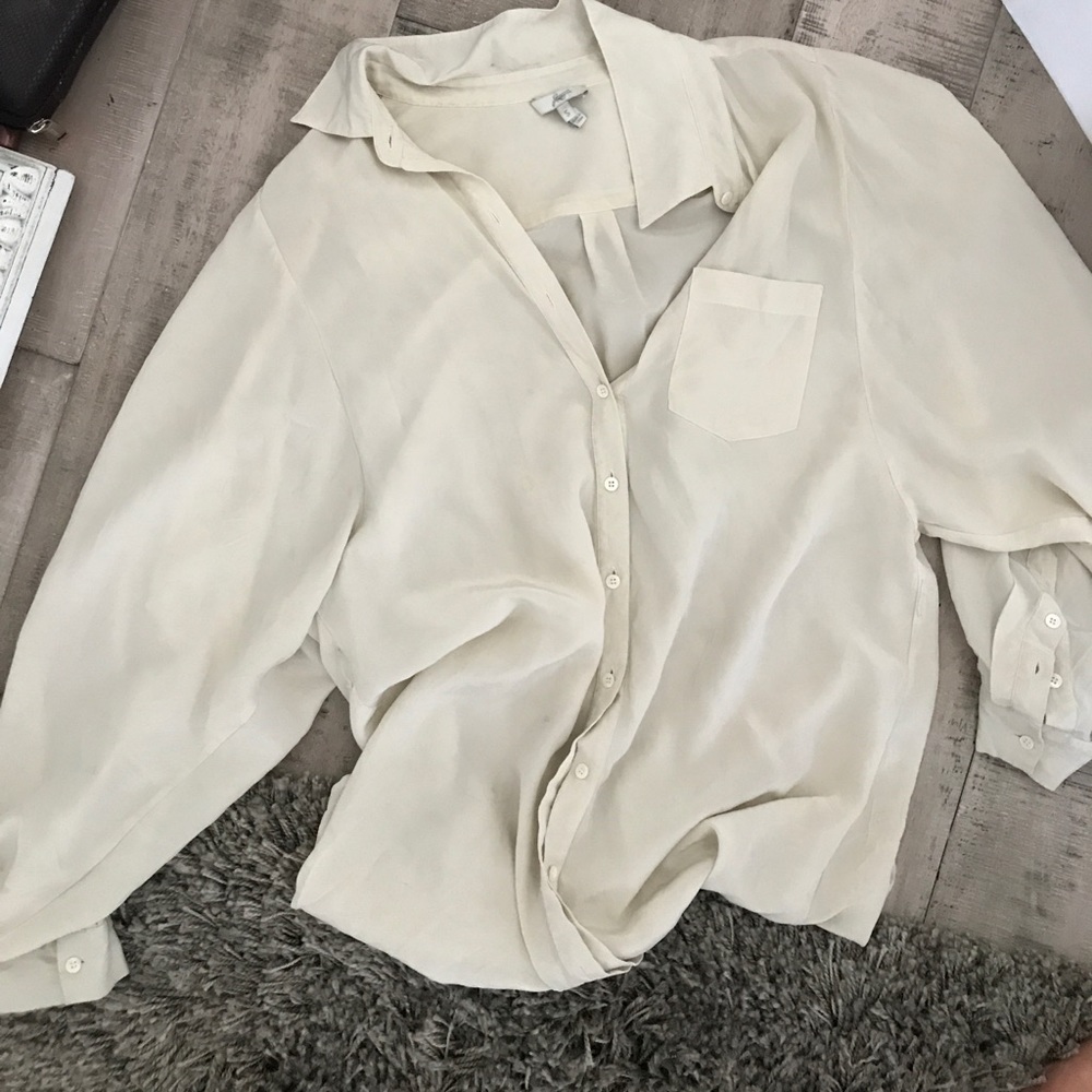 Joie breezy long cream colored blouse