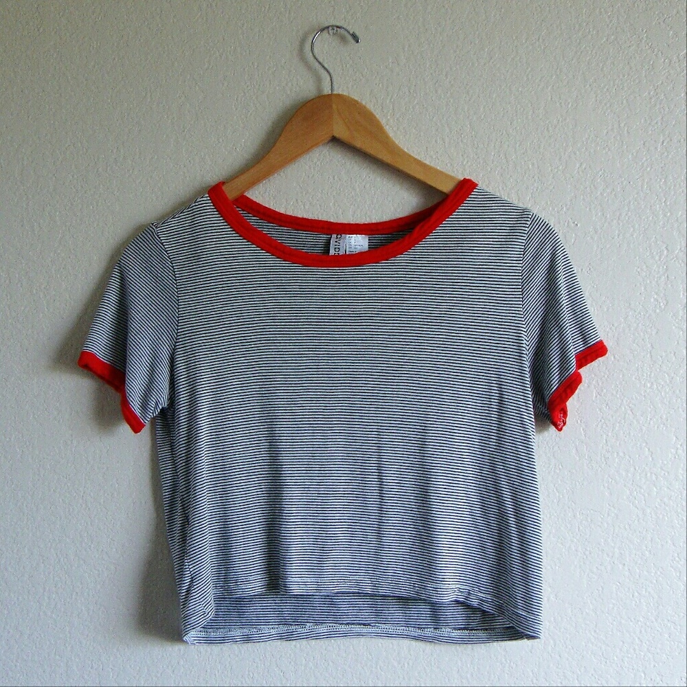 H&M • Striped Ringer Crop Top - Picture 2 of 6