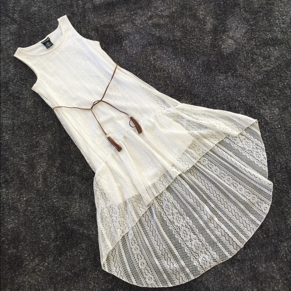 Paper Doll Girls 12 White High Low Dress with Belt