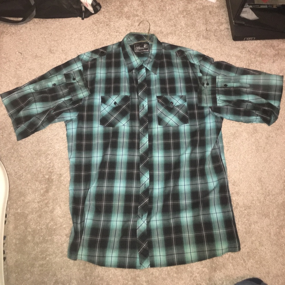 Elixir Aqua plaid long sleeve