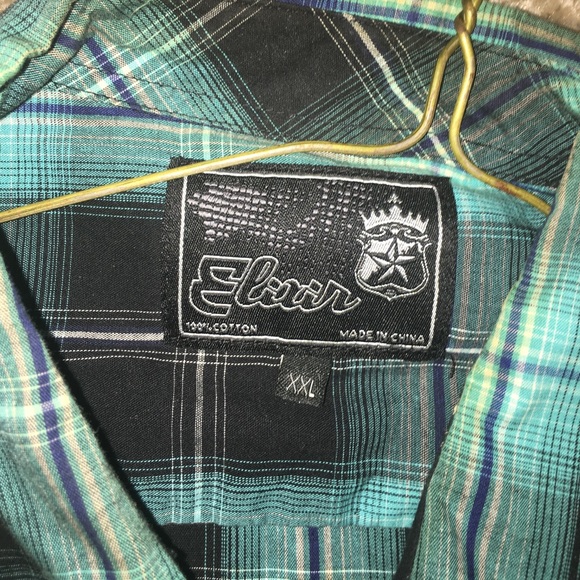 Elixir Aqua plaid long sleeve - Picture 2 of 2