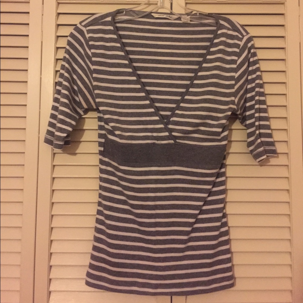 Grey and white striped top