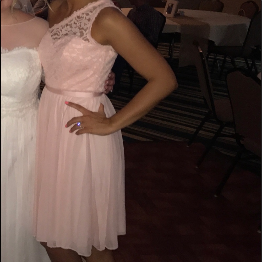 DAVID'S BRIDAL PETAL PINK DRESS