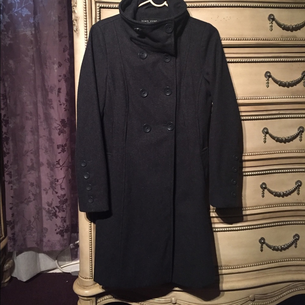 Black Rivet Size S charcoal pea coat