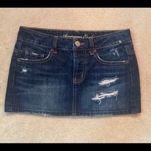 American Eagle Distressed Denim Mini Skirt