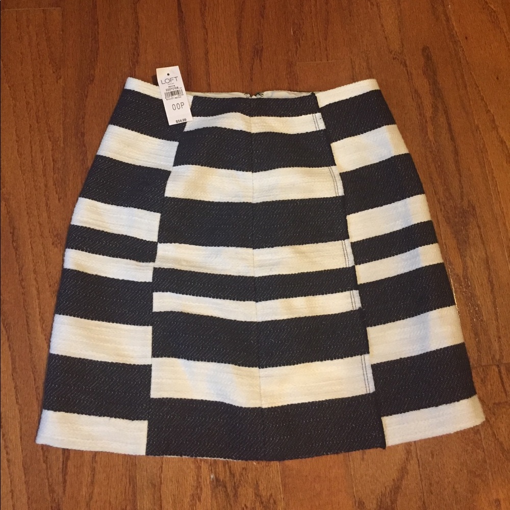 Blue and white striped skirt