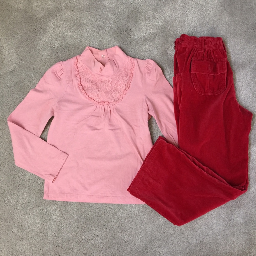Set of pink blouse and velvet pant