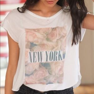 Brandy Melville New York Roses Top Sz OS