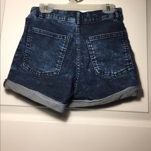 Dark Blue High-Waist Denim Shorts