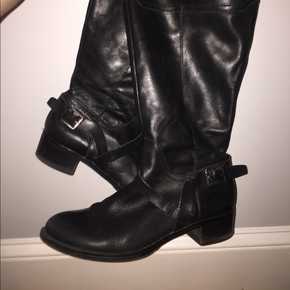 Franco Sarto black genuine leather knee high boots