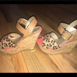 Leopard wedge sandals