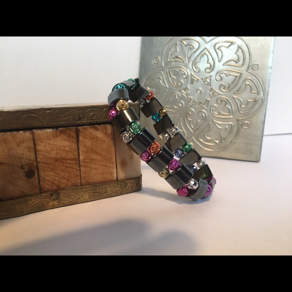 Free with purchase:Silver Bracelet w/Colored Beads