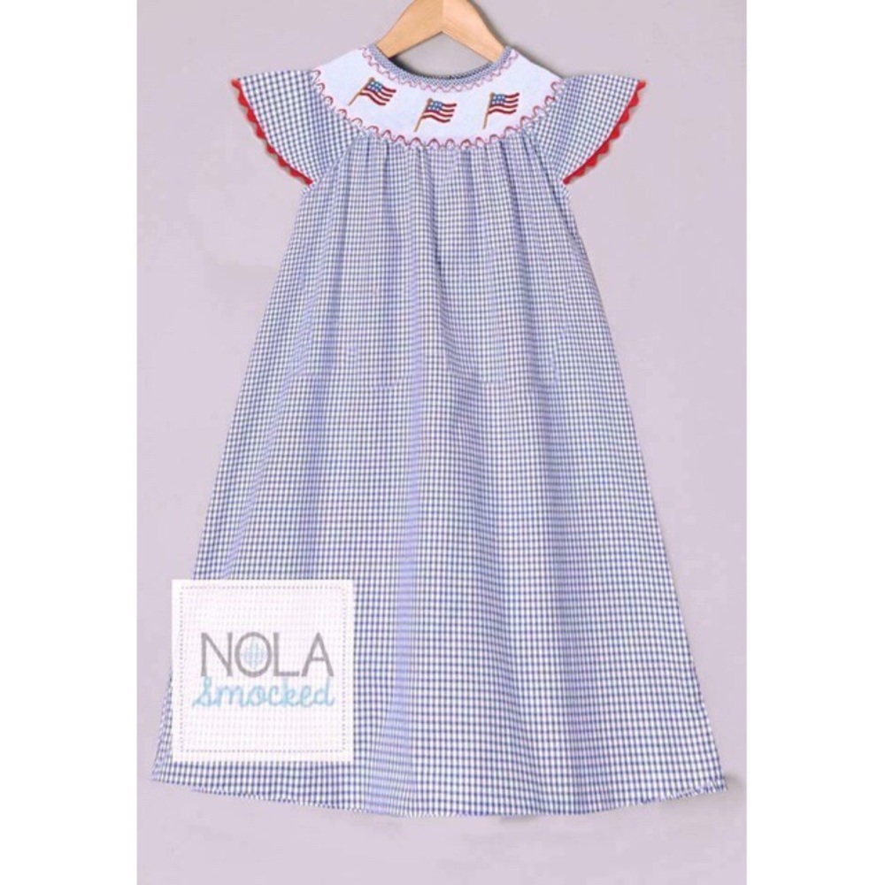 🇺🇸Flag smocked bishop dress