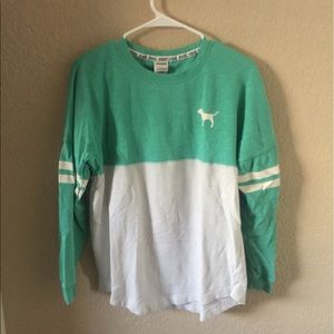 Victoria's Secret PINK | Teal & white varsity crew