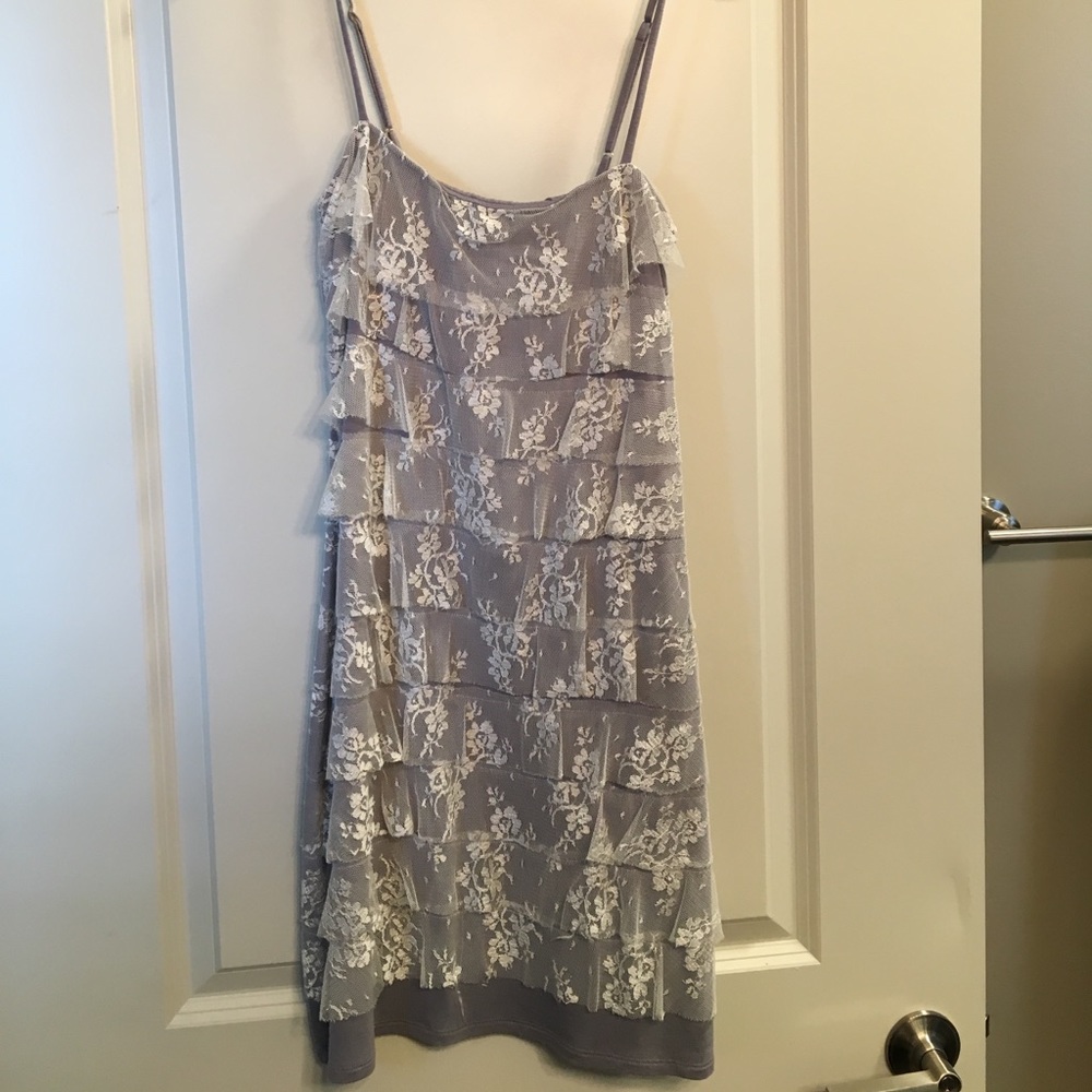 Gray with white lace overlay dress
