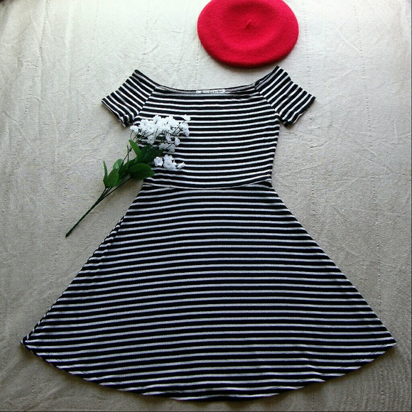 American Rag • Striped Off-The-Shoulder Dress - Picture 2 of 6