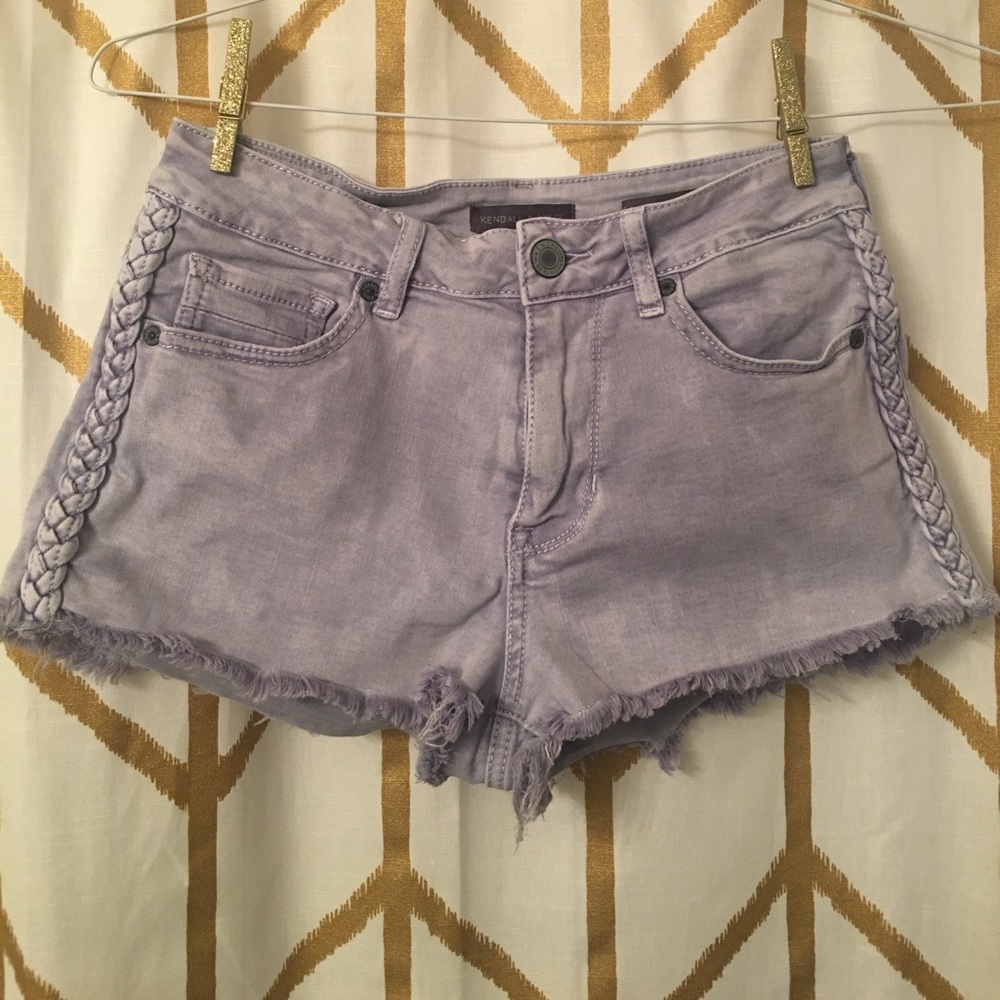 Kendall & Kylie High Rise Light Wash Denim Shorts