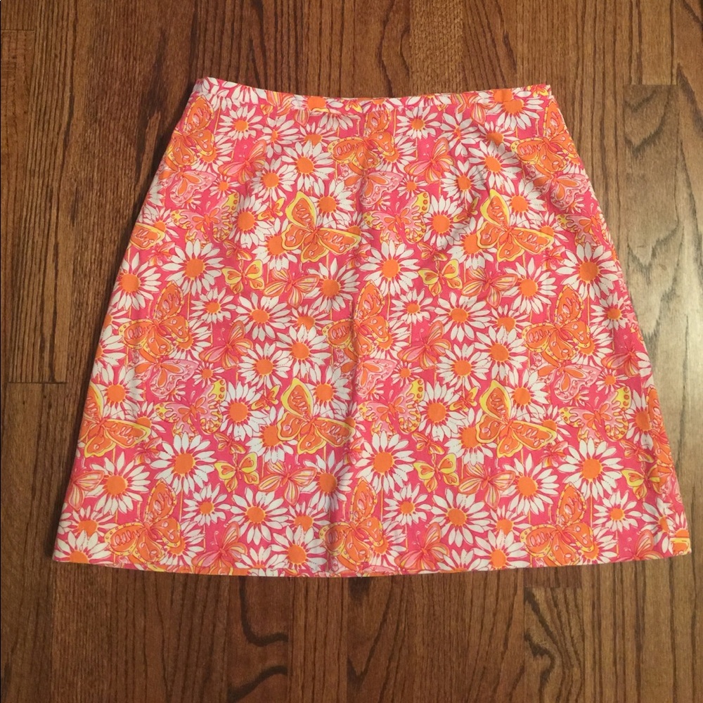Lilly Pulitzer Orange Pink Yellow Lined Skirt