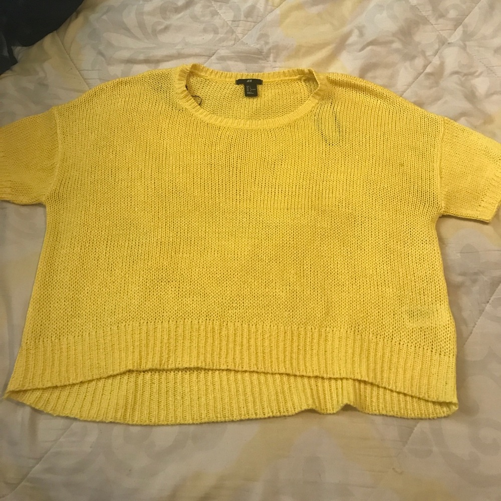 H&M Yellow Crochet Crop Sweater